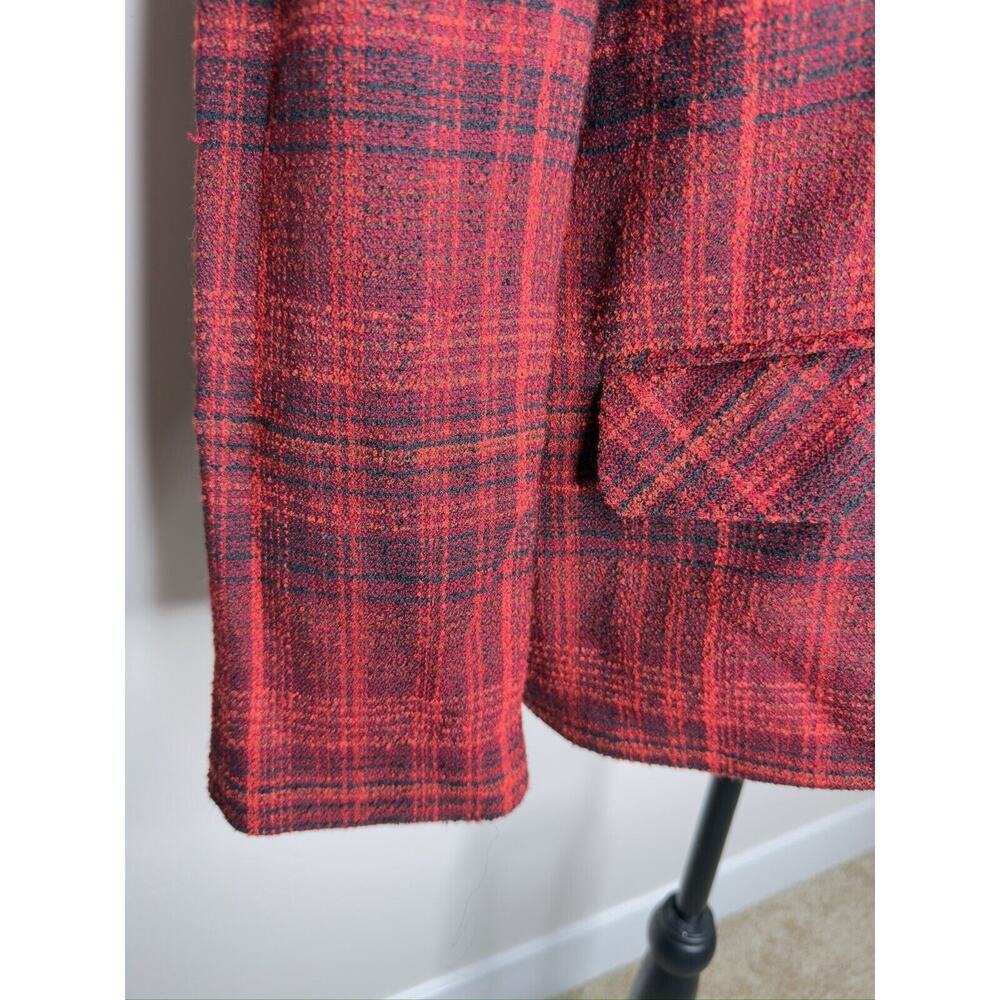 Sag Harbor Womens Brown Plaid Collared Long Sleeves Button Blazer 18-20P - Picture 7 of 8